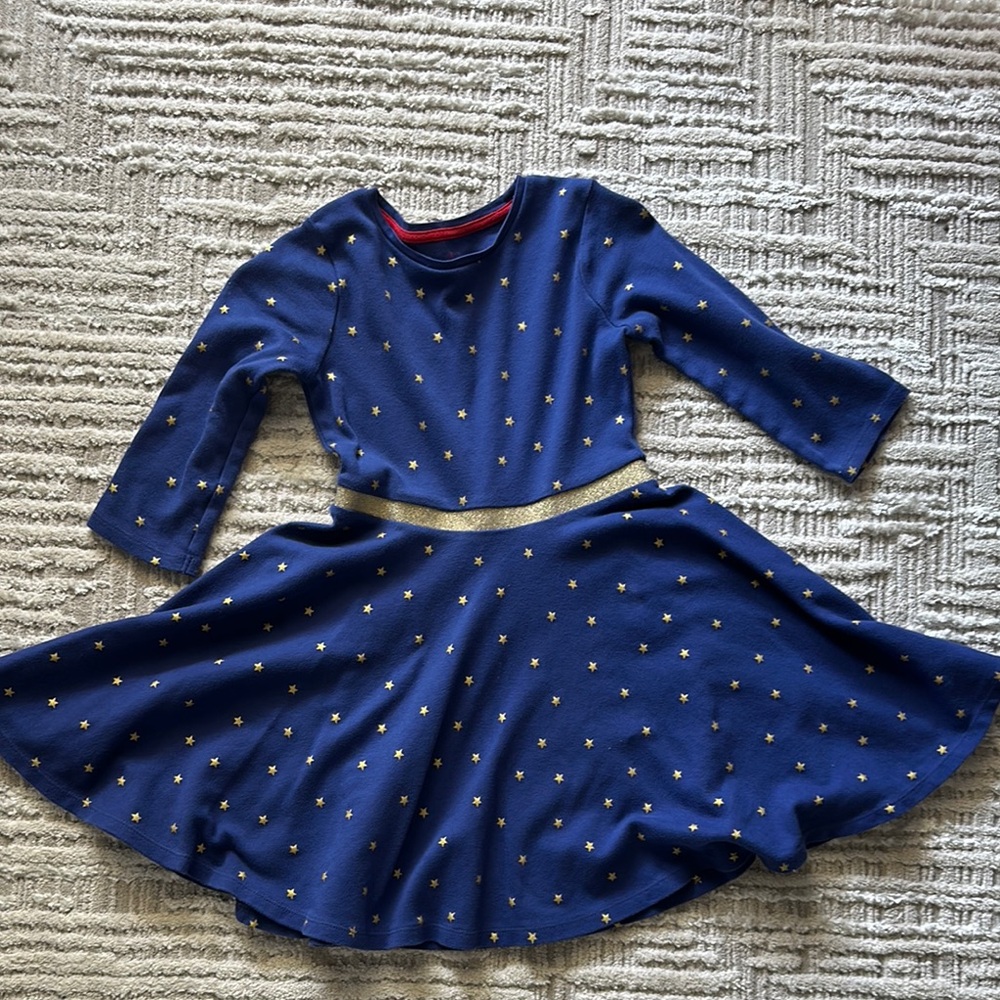 Mini Boden Blue Dress with Gold Stars
